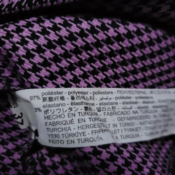 Zara Cropped V-Neck Collared Herringbone Print Top, Black & Pinkish Purple, EUC! - Picture 5 of 7